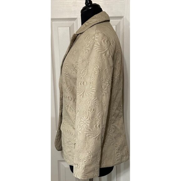 Women's Judith Hart Collection Tan Color Jacket Blazer 100% Cotton Size 10 - Picture 3 of 16